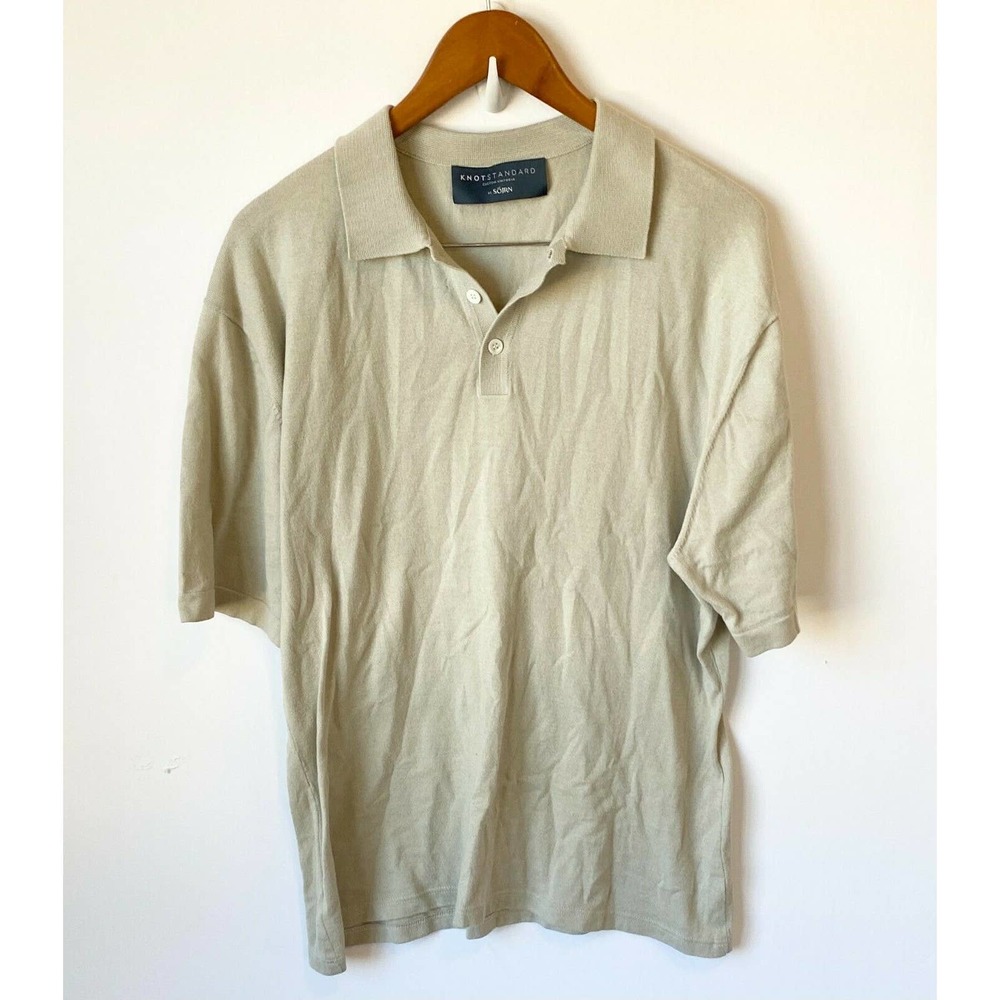 Knot Standard Polo Shirt Men's Large Bespoke Knit Button Short Sleeve Pullover